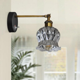 Vintage Wall Light With Adjustable Arm White And Brown Glass Shade On/off Switch Wall Lighting Fixtures Industrial Wall Sconce - thumbnail 2