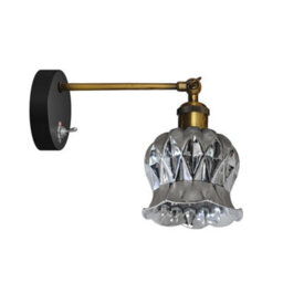 Vintage Wall Light With Adjustable Arm White And Brown Glass Shade On/off Switch Wall Lighting Fixtures Industrial Wall Sconce - thumbnail 1
