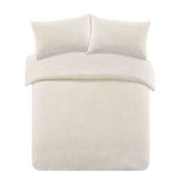 Ohs Teddy Duvet Cover With Pillow Case Bedding Set, Cream - Double