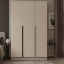 Calia I Minimalist Three Door Cashmere Wardrobe With Black Handles - thumbnail 2