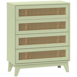 Homcom Rattan Chest Of Drawers, 4 Drawer Unit Storage Organiser For Bedroom - thumbnail 2