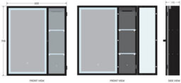 Affine 600 X 700mm Black Bathroom Led Mirror Cabinet Wall Hung Fluted Mains Touch Sensor - thumbnail 6