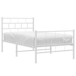 Berkfield Metal Bed Frame With Headboard And Footboard White 100X190 Cm - thumbnail 3