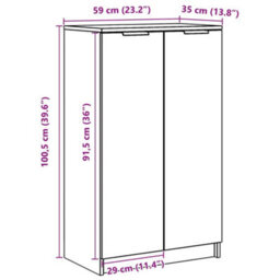 Vidaxl Shoe Cabinet Sonoma Oak 59X35X100.5 Cm Engineered Wood - thumbnail 3