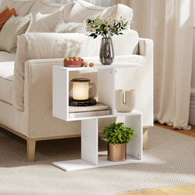 Homcom Side Table, Narrow End Table With Storage Shelves, White - image 1