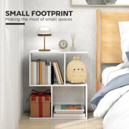 Homcom Side Table, Narrow End Table With Storage Shelves, White - thumbnail 4