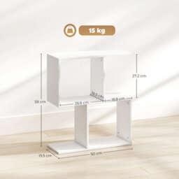 Homcom Side Table, Narrow End Table With Storage Shelves, White - thumbnail 3