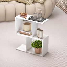 Homcom Side Table, Narrow End Table With Storage Shelves, White - thumbnail 7