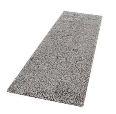 Wadan 60X220 Silver Shaggy Runner - Modern Rug - Soft Touch Thick Pile Area Runner Rug For Living Room And Bedroom