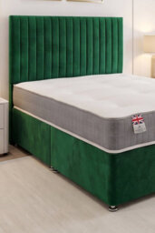 "Knight Sleep Emily Emerald Plush 4Ft6 Bed Set With Orthopaedic Mattress, No Drawers & 24""headboard - Double" - thumbnail 2
