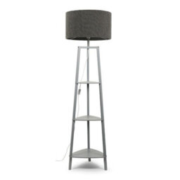 Valuelights Hiru Grey 3 Tier Shelf Floor Lamp With Charcoal Boucle Shade And Bulb - thumbnail 4