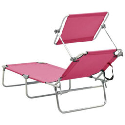 Walplus Folding Sun Lounger With Canopy Steel Magento Pink - thumbnail 5