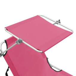 Walplus Folding Sun Lounger With Canopy Steel Magento Pink - thumbnail 7