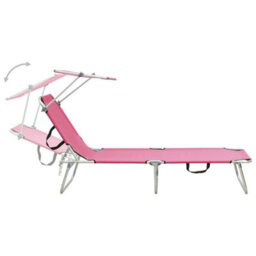 Walplus Folding Sun Lounger With Canopy Steel Magento Pink - thumbnail 4