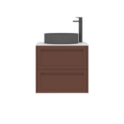 Royal Bathrooms Royal Bathroom Elmore 600mm Terracotta Clay Wall Mounted Bathroom Vanity Unit 2 Drawer Plain White Worktop With Art Round Basin - thumbnail 7