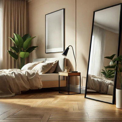 Jōbū Jobu Home - Takara, Full Length Leaner Black Metal Rectangle Mirror - 180Cm X 60Cm - image 1