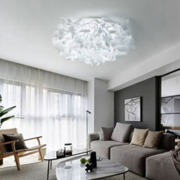 Darphe 53Cm Dia X 25Cm H White Dandelion Remote Control Dimmable Led Ceiling Light For Living Room