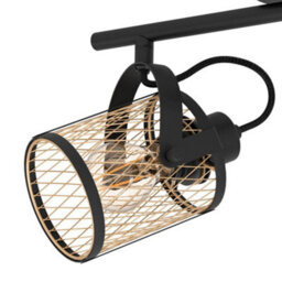 Eglo Dellow 2 Light Black Steel Lattice Style Adjustable Wall Or Ceiling Spotlight - thumbnail 3