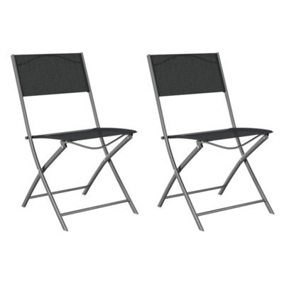 Vidaxl Folding Outdoor Chairs 2 Pcs Black Steel And Textilene - image 1