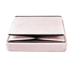 Home Source Velvet Blush Pink Square Folding Storage Ottoman - thumbnail 4