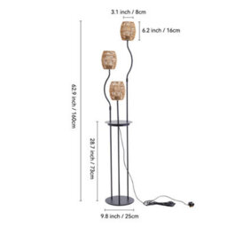 Thehotsale 3-Light 160Cm H Light Braid Lampshade Tray Table Floor Lamp - thumbnail 7