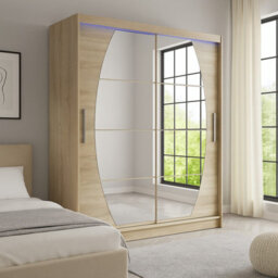 Sliding Doors Wardrobe Westa Viii 150Cm With Mirrors And Rgb Led Lights Sonoma - thumbnail 1