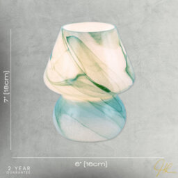Happy Homewares Modern Mini Mushroom Glass Table Lamp With Blue Teal Effect Pattern - thumbnail 7