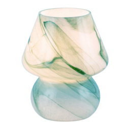Happy Homewares Modern Mini Mushroom Glass Table Lamp With Blue Teal Effect Pattern - thumbnail 1