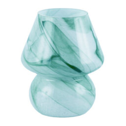 Happy Homewares Modern Mini Mushroom Glass Table Lamp With Blue Teal Effect Pattern - thumbnail 2