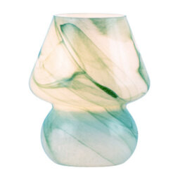 Happy Homewares Modern Mini Mushroom Glass Table Lamp With Blue Teal Effect Pattern - thumbnail 3