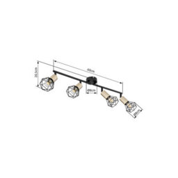 Luminosa Lighting Luminosa Xara I Ceiling Spotlight Bar Black Gold 4X E14 - thumbnail 6