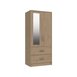 Hazlemere 2 Door Combi Robe With Mirror - Oak On Express Delivery And Ready Assembled - thumbnail 2
