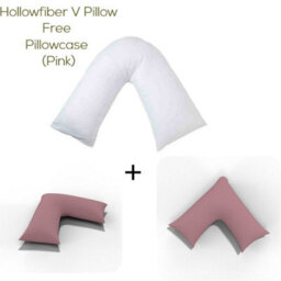ARLinens V Shaped Pillow With Free V Pillowcase Orthopedic Hollowfiber Filled Head Neck Support V Cushion With Case - thumbnail 1