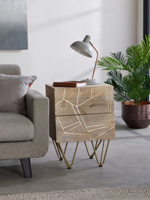Worcester Light Gold 2 Drawer Side Table - image 1