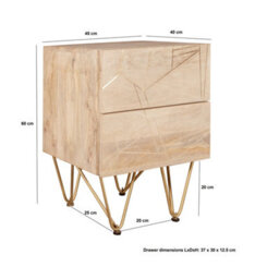 Worcester Light Gold 2 Drawer Side Table - thumbnail 6