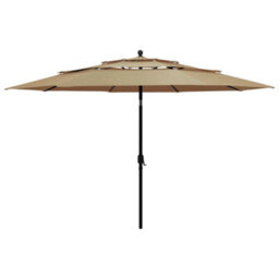 Berkfield 3-Tier Parasol With Aluminium Pole Taupe 3.5 M - thumbnail 1