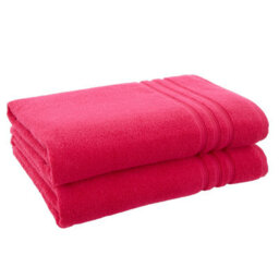 Catherine Lansfield Zero Twist Cotton 90X140Cm Bath Sheet Pair Hot Pink - thumbnail 4