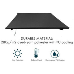 Jack Stonehouse 2.5 X 2M Manual Awning For Window, Doors, Patio, Garden - Retractable Sun Shade Canopy Shelter With Crank Handle & Fixings - Black - thumbnail 2