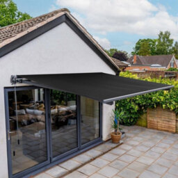 Jack Stonehouse 2.5 X 2M Manual Awning For Window, Doors, Patio, Garden - Retractable Sun Shade Canopy Shelter With Crank Handle & Fixings - Black - thumbnail 1