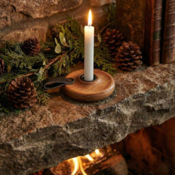 Urbn-Living Urbnliving Wooden Candle Holder With Handle Rustic Natural Light Wood Candlestick Décor Set Of 4 - thumbnail 3
