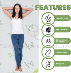 "Gc Gaveno Cavailia Luxury Bamboo 1"" Mattress Topper Super King Bed, 2 Cm Extra Soft Anti Allergy Thick Mattress Topper, White" - thumbnail 3