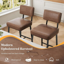 2Pcs Faux Leather Counter Bar Stools With Backrest - thumbnail 5