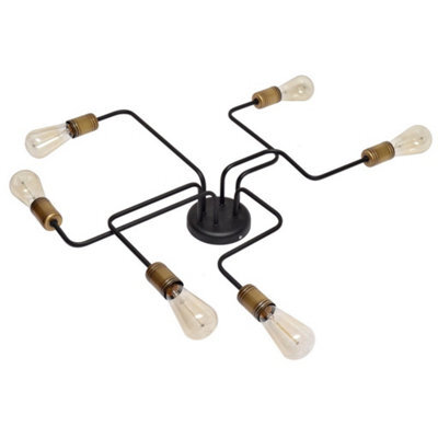 Luminosa Lighting Luminosa Tube Multi Arm Semi Flush Ceiling Light Black, Patina 75Cm - image 1