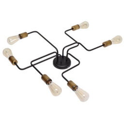 Luminosa Lighting Luminosa Tube Multi Arm Semi Flush Ceiling Light Black, Patina 75Cm - thumbnail 1