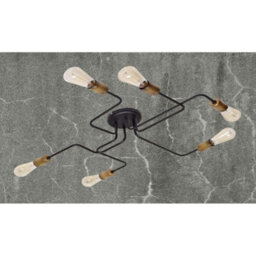 Luminosa Lighting Luminosa Tube Multi Arm Semi Flush Ceiling Light Black, Patina 75Cm - thumbnail 2