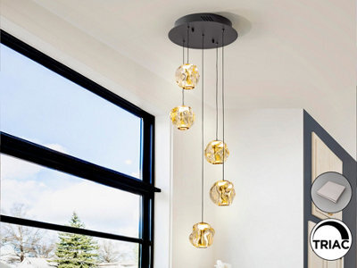 Luminosa Lighting Luminosa Zaria 5 Light Cluster Pendant Ceiling Light Black, Bronze, Amber Led 3000K Dimmable - Uk Stock - image 1