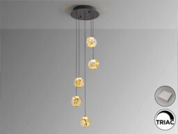 Luminosa Lighting Luminosa Zaria 5 Light Cluster Pendant Ceiling Light Black, Bronze, Amber Led 3000K Dimmable - Uk Stock - thumbnail 3