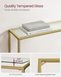 Songmics Vasagle Console Table, Side Table, Tempered Glass Tabletop, Modern Sofa Table, Easy Assembly, Pale Gold And Transparent - thumbnail 4