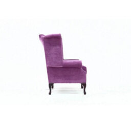 Chesterfield High Back Wing Chair Pimlico Grape Real Fabric In Queen Anne Style - thumbnail 7