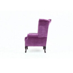 Chesterfield High Back Wing Chair Pimlico Grape Real Fabric In Queen Anne Style - thumbnail 6